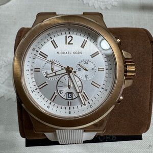 Michael Kors Men's Gold and White Chronograph Watch